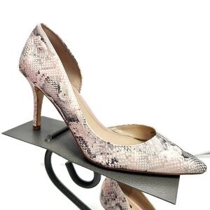 WHBM Ella Neutral Snakeskin Pumps D’orsay Heels Size 8